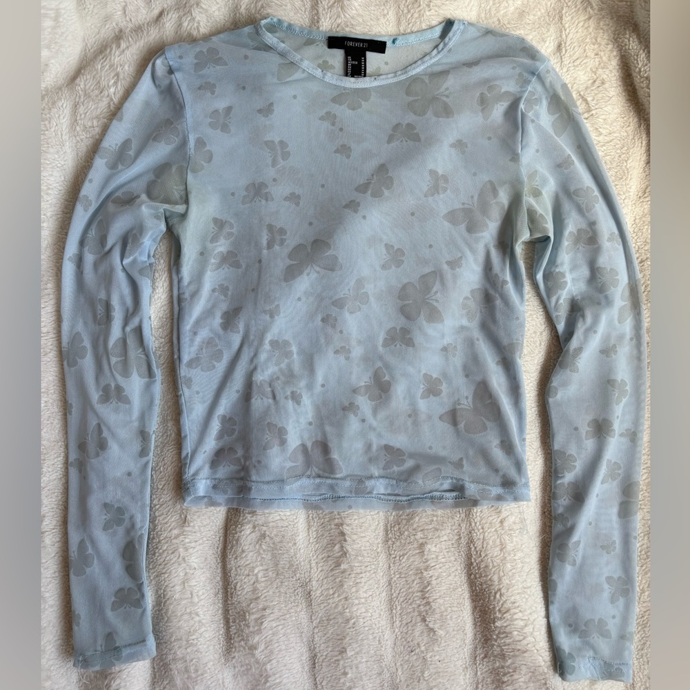 Forever 21 Light Blue Sheer Top